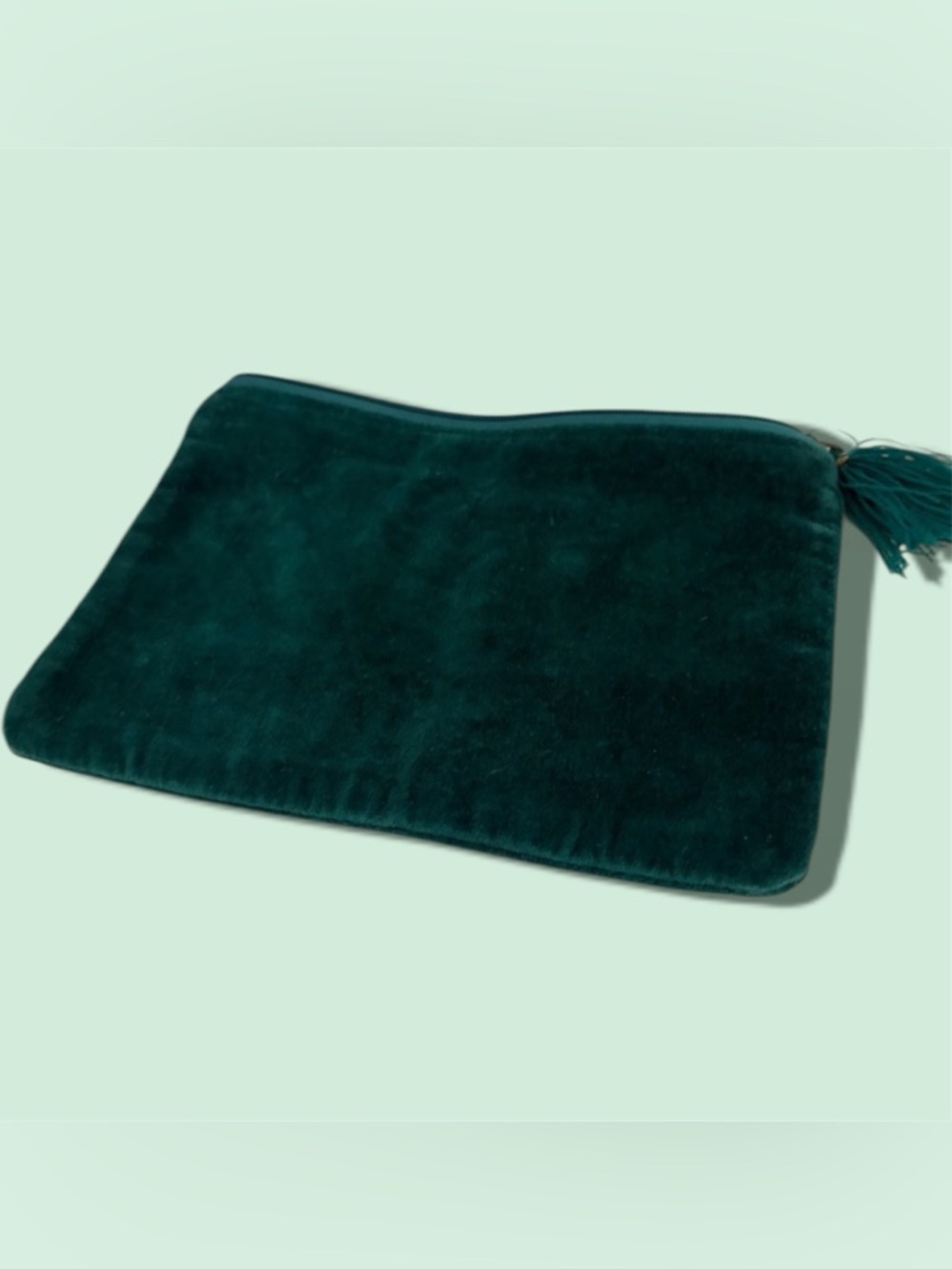 Teal Boho Velvet Beach Pouch